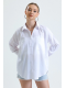 Kadın Beyaz Cepli Oversize Uzun Basic Poplin Gömlek Kadın Beyaz Cepli Oversize Uzun Basic Poplin Gömlek