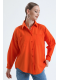 Kadın Turuncu Cepli Oversize Uzun Basic Poplin Gömlek Kadın Turuncu Cepli Oversize Uzun Basic Poplin Gömlek