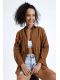 Kadın Kahve Cepli Oversize Uzun Basic Poplin Gömlek Kadın Kahve Cepli Oversize Uzun Basic Poplin Gömlek